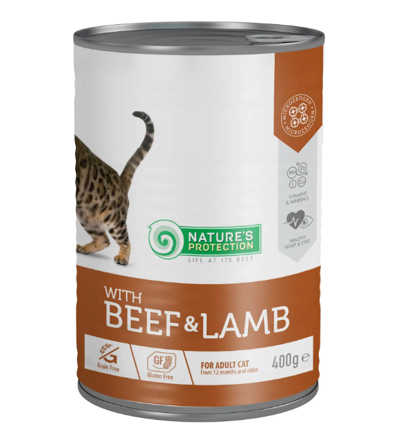 

Nature's Protection with Beef&Lamb Корм для кошек с говядиной и ягненком 400 г
