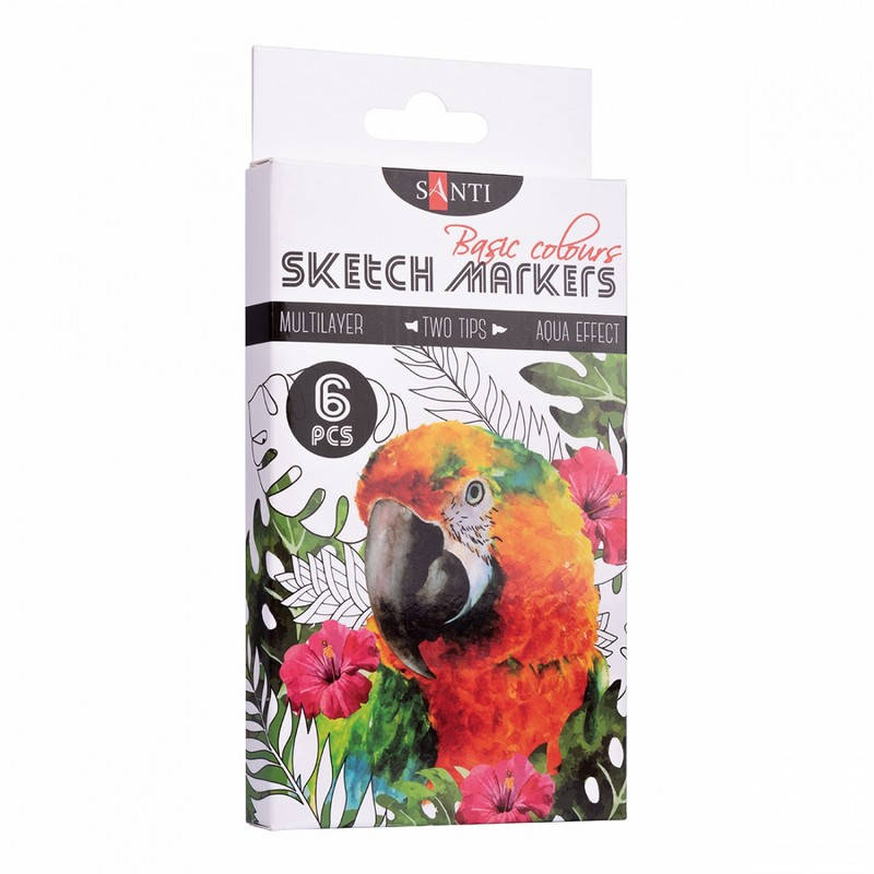 

Набір маркерів Santi sketch Basic Colours, 6 шт/уп, Разные цвета