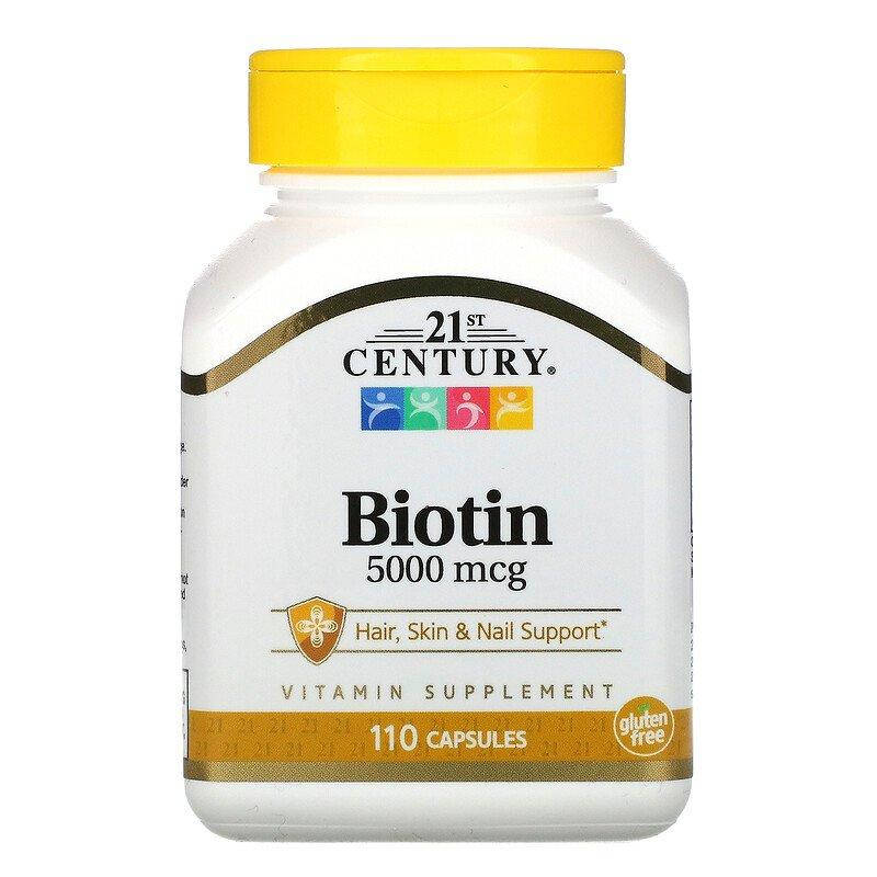 

Биотин (витамин В7) 21st Century Biotin 5000 mcg 110 Caps
