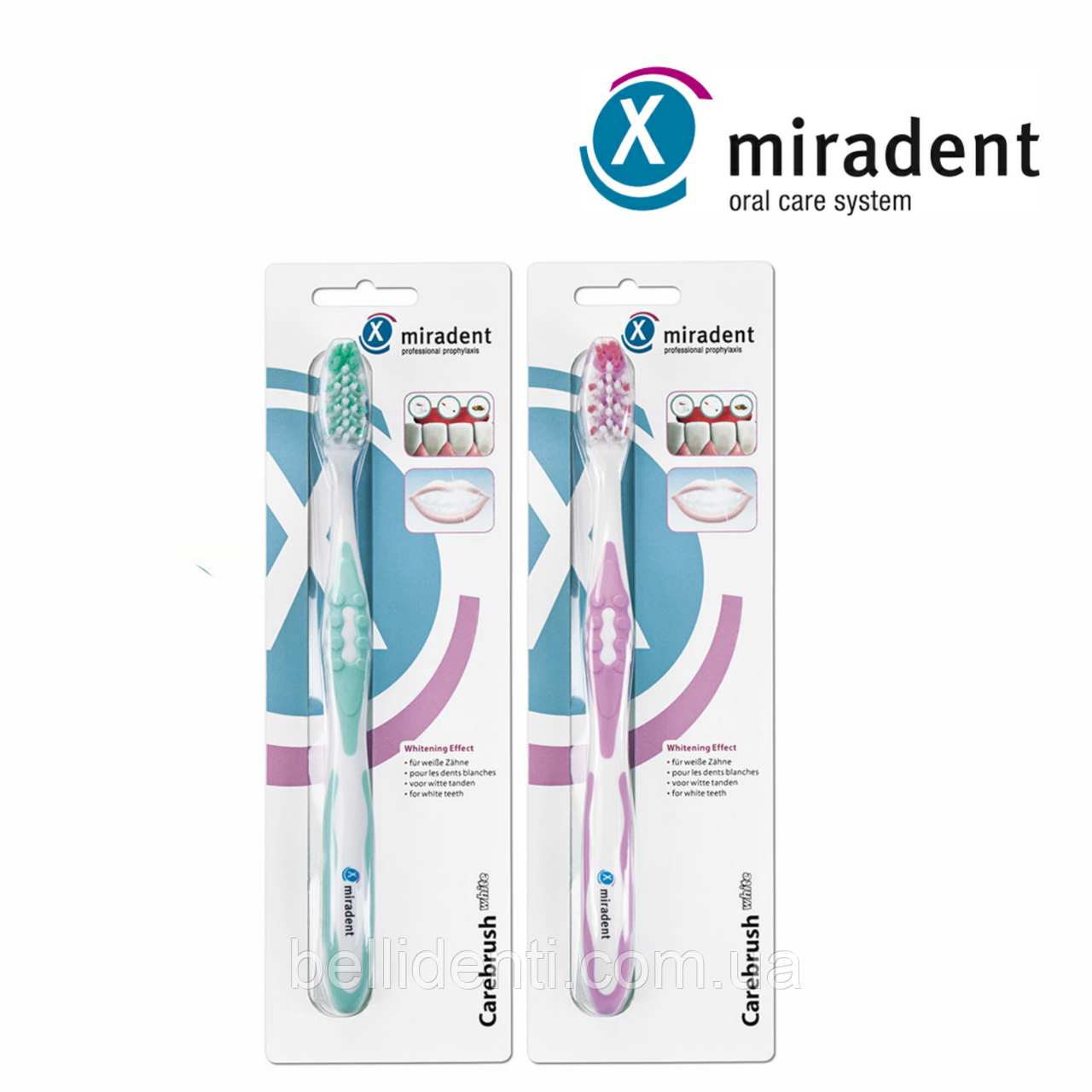 

Зубная щетка miradent Carebrush с “отбеливающим эффектом”, Белый