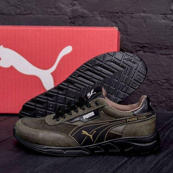 

Кроссовки хаки мужские кожаные puma 42
