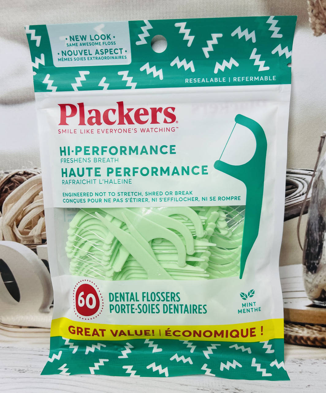 

Зубочистки с зубной ниткой с мятным вкусом Plackers, 60 штук