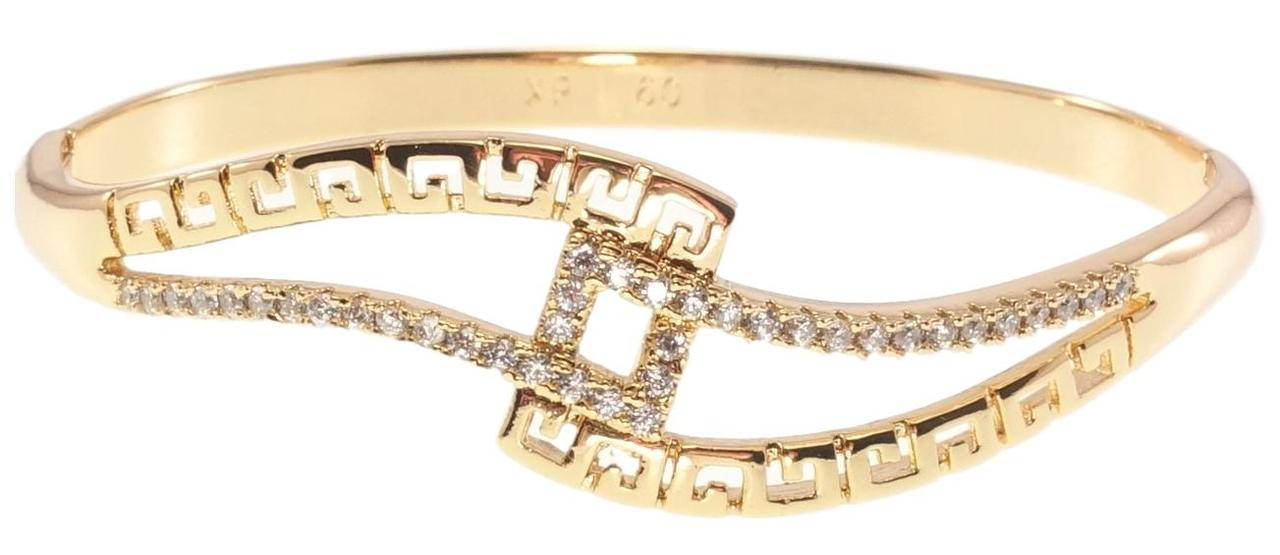 

Браслет Xuping Позолота 18K "Волнистые линии с цирконием и меандровым узором" ø 6,5см