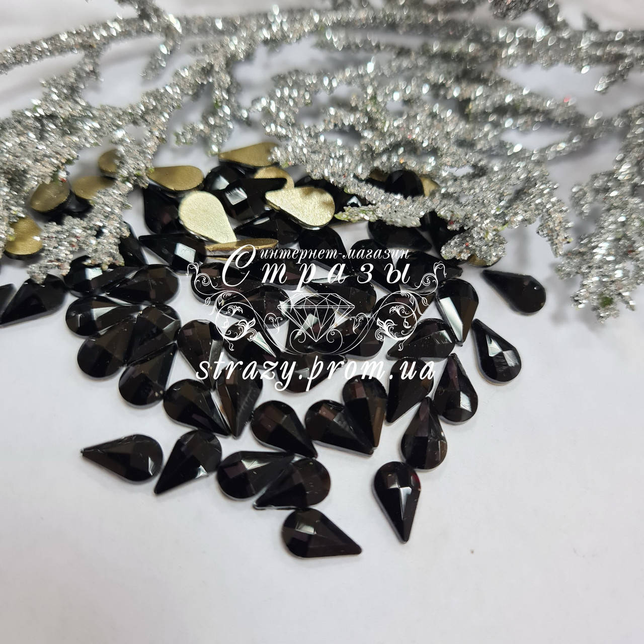 

Стразы фигурные 5*8мм Jet 20шт №06