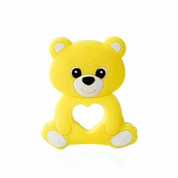 

Мишка с сердечком грызунок (прорезыватель) для зубов силиконовый Жёлтый