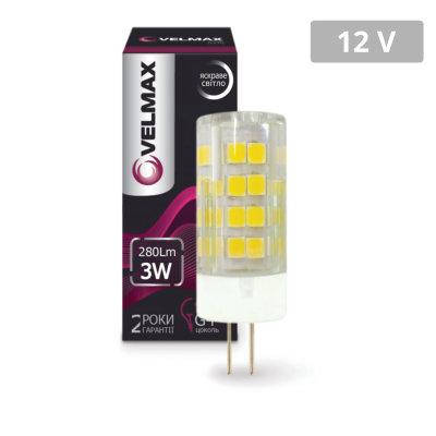 

LED лампа VELMAX V-G4, 3W, 12V, G4, 4500K, 280LM, угол 360 °