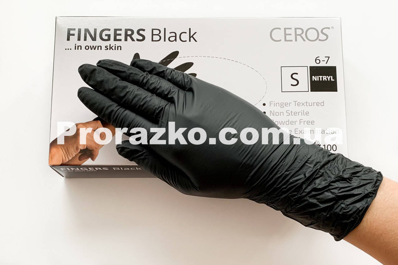 

Нитриловые перчатки CEROS,  (6-7), черные, 100 шт, Черный