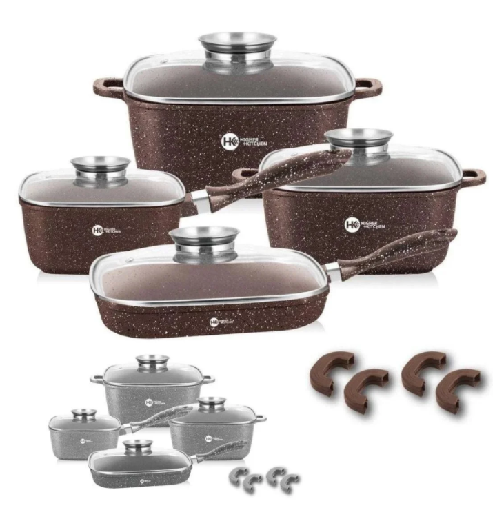 

Набор посуды Германия с гранитным покрытием и многослойным дном Higher Kitchen HK-311 из 12 предметов, Коричневый