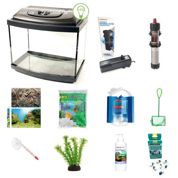 

Аквариумный набор Zoocool LED-E14 от 20 до 336 литров, черный силикон 400-250-400 (40л) 4мм