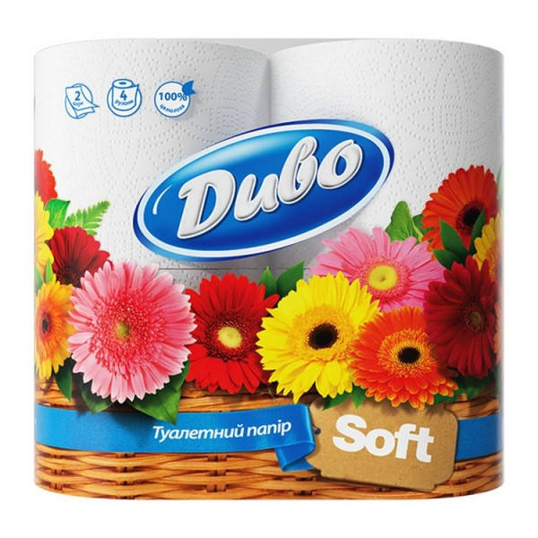 

Туалетная бумага белая 2слоя 4шт Диво Soft 20уп/пак, Белый