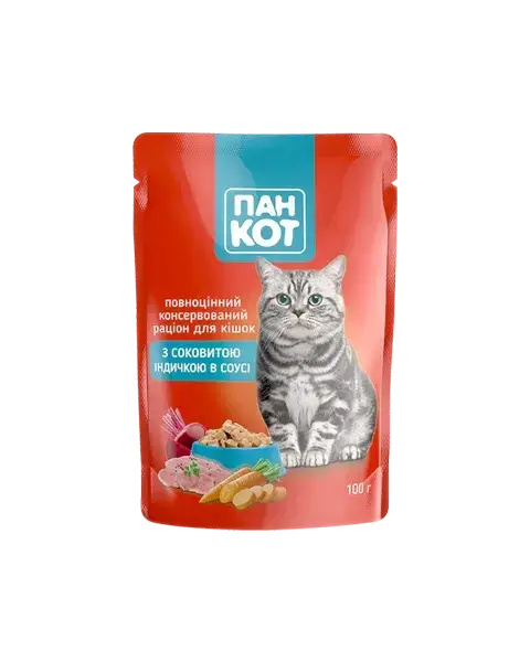 

Пан Кіт вологий корм з індичкою в соусі 100 гр *24 штук БЛОК