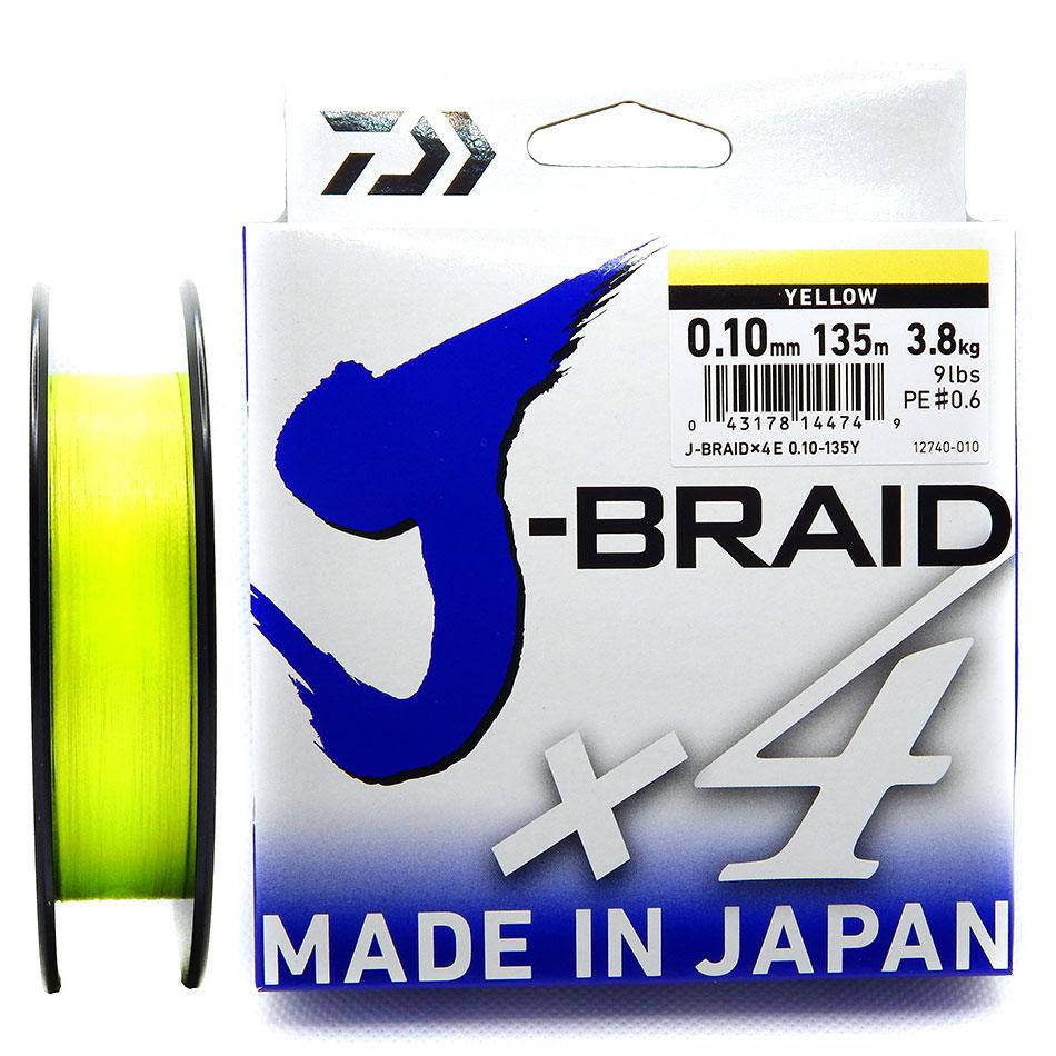 

Шнур Daiwa J-Braid X4E 0.21mm 12.4kg 135m Yellow, Желтый