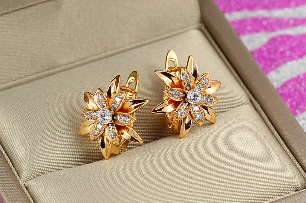 

Серьги Xuping Jewelry георгина 1,7 см золотистые