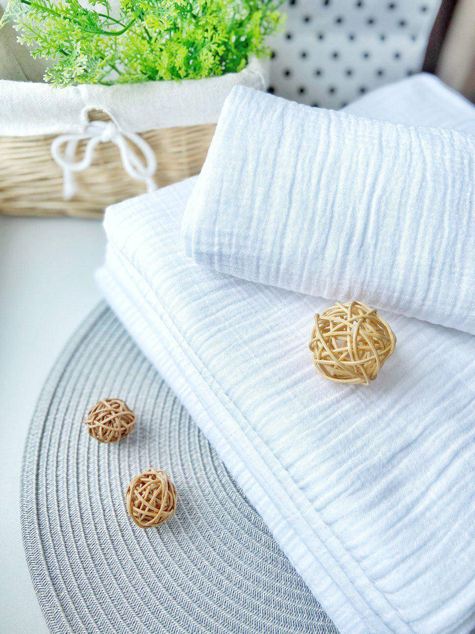 

Муслиновая пеленка "жатка" 4 слоя 120*120см кипенно-белая