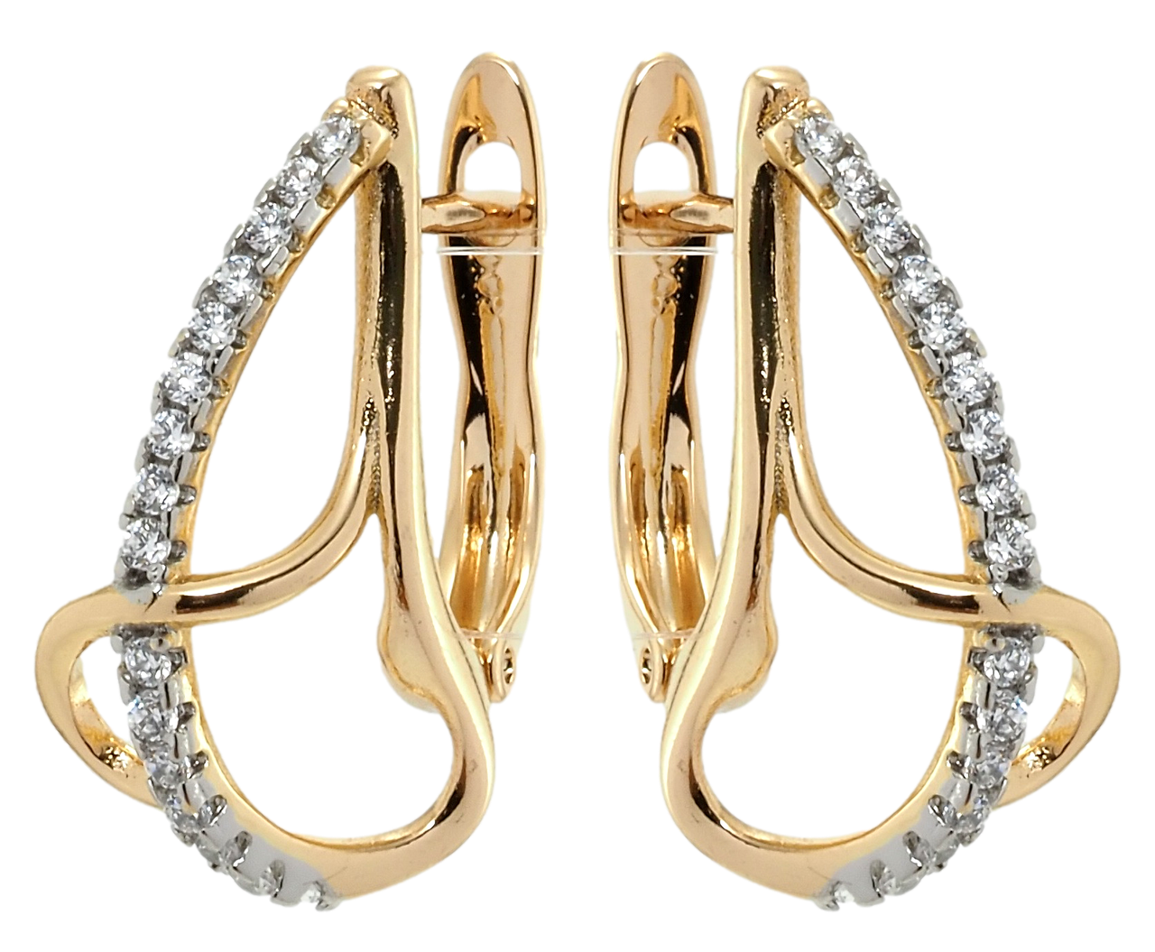 

Серьги Xuping Позолота 18K + Родий английский замок "Завитки"