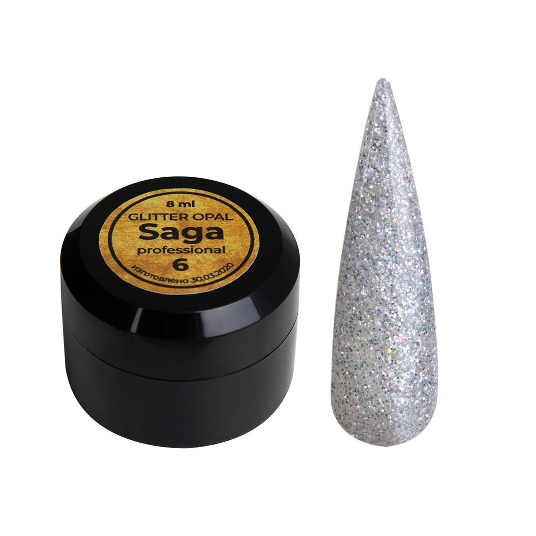 

Saga Professional Glitter Opal № 06 - глиттерный гель для ногтей, 8 мл