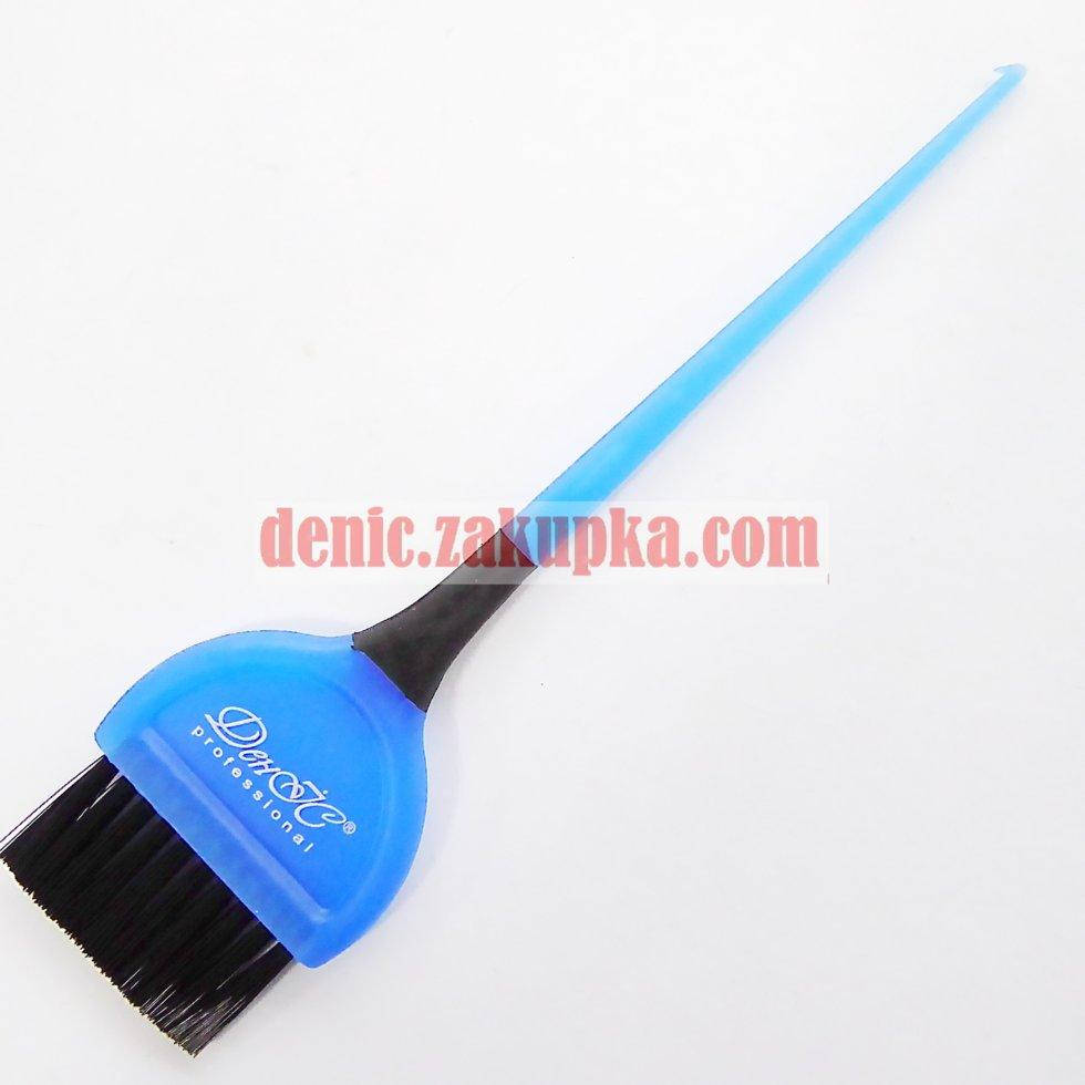 

Кисть для окрашивания волос с чёрной щетиной и крючком на хвостике "ДенІС professional" Синяя, Розовый