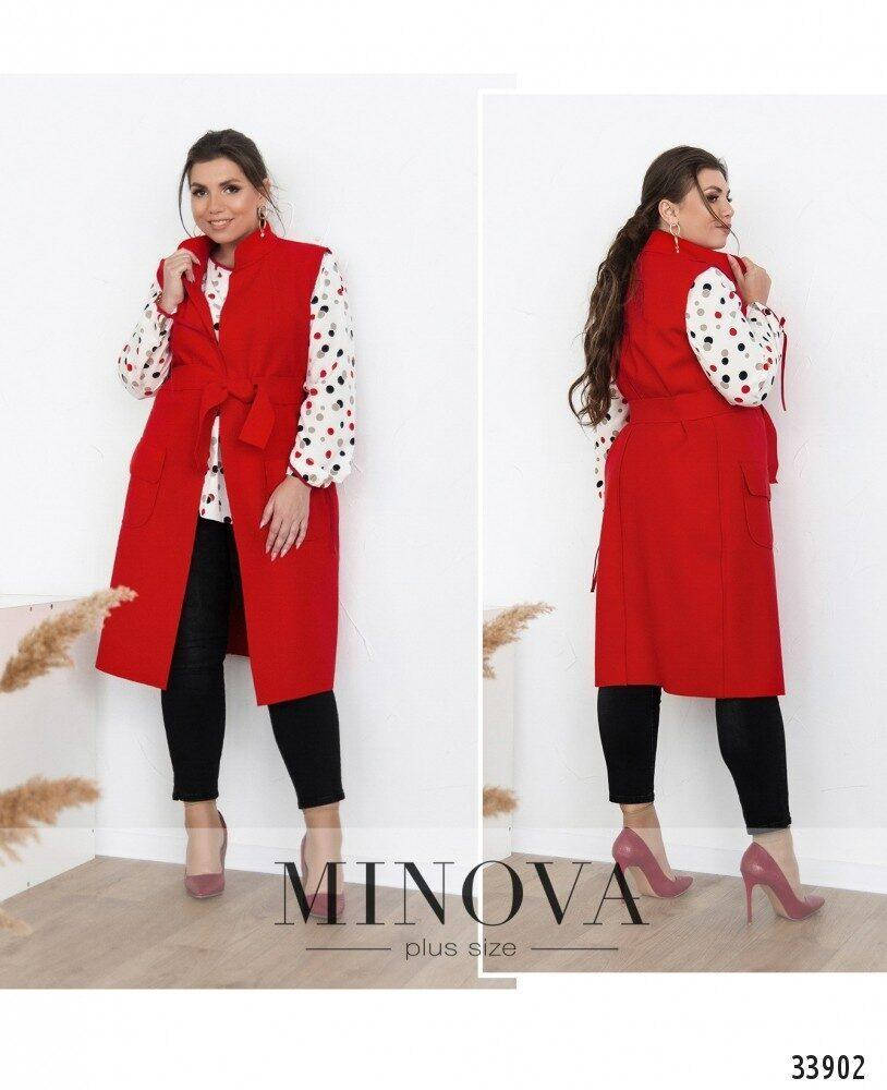 

Удлиненный женский жилет Ткань Кашемир 48, 50, 52 размер 48, Красный