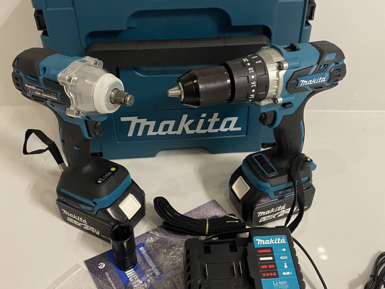 

2 в 1 мощный аккумуляторный шуруповерт + гайковерт MAKITA 24v 5.0a