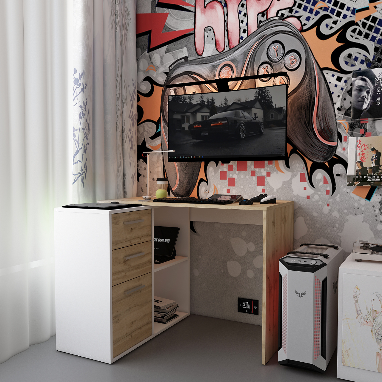 Офісний стіл Doros T8 Білий/Дуб Артізан 100х83х75 (41516060) 3