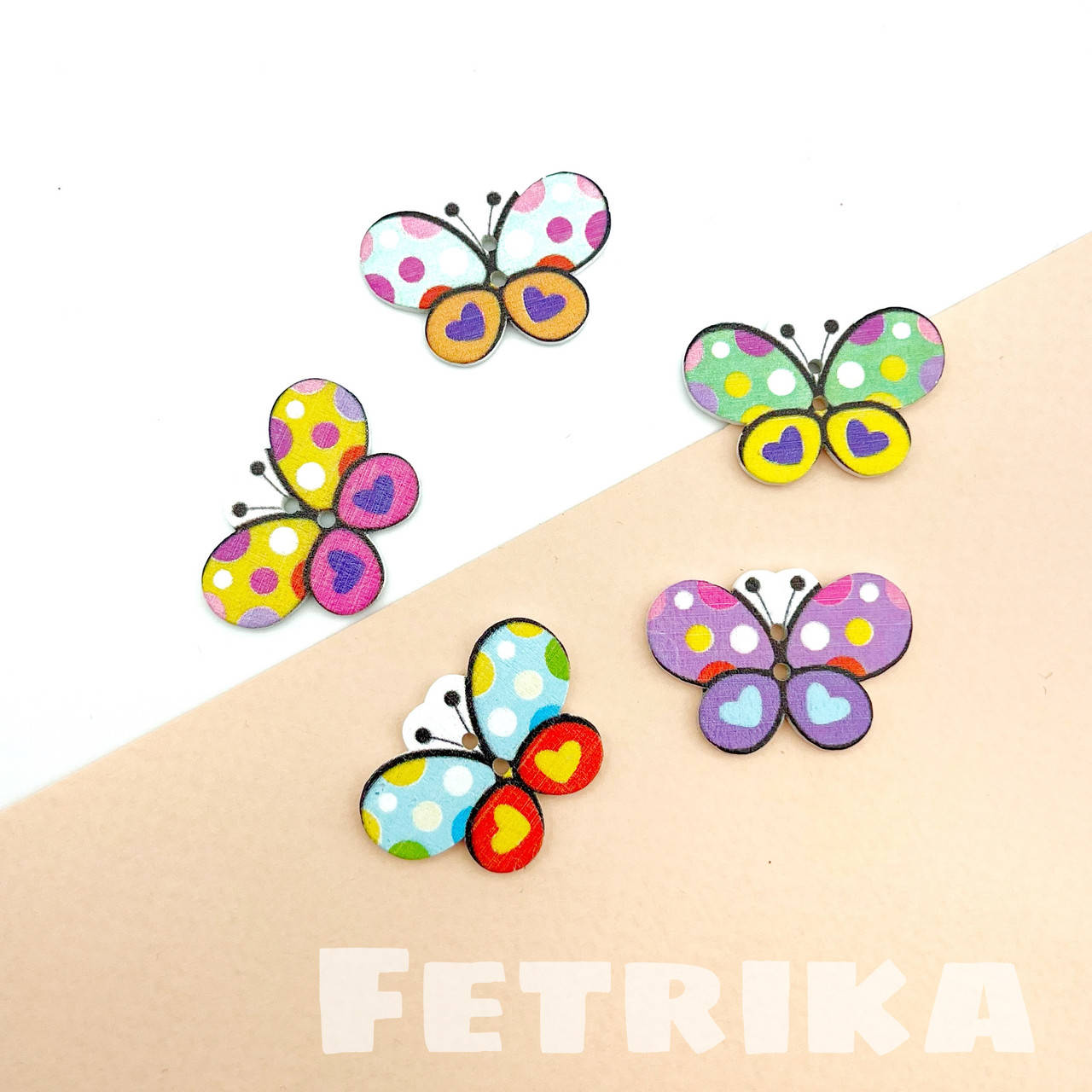 

Пуговицы “Бабочки крупные" деревянные,30*20 мм, Микс, Разные цвета