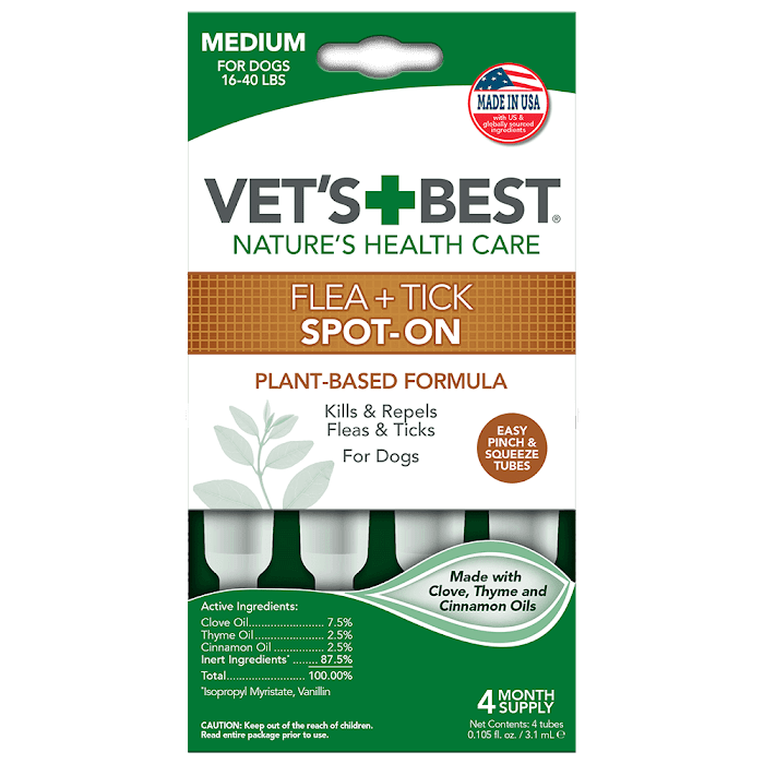

Vet`s Best кали от блох и клещей для собак и щенков от 7кг -18 кг (4 пипетки) (Срок!)