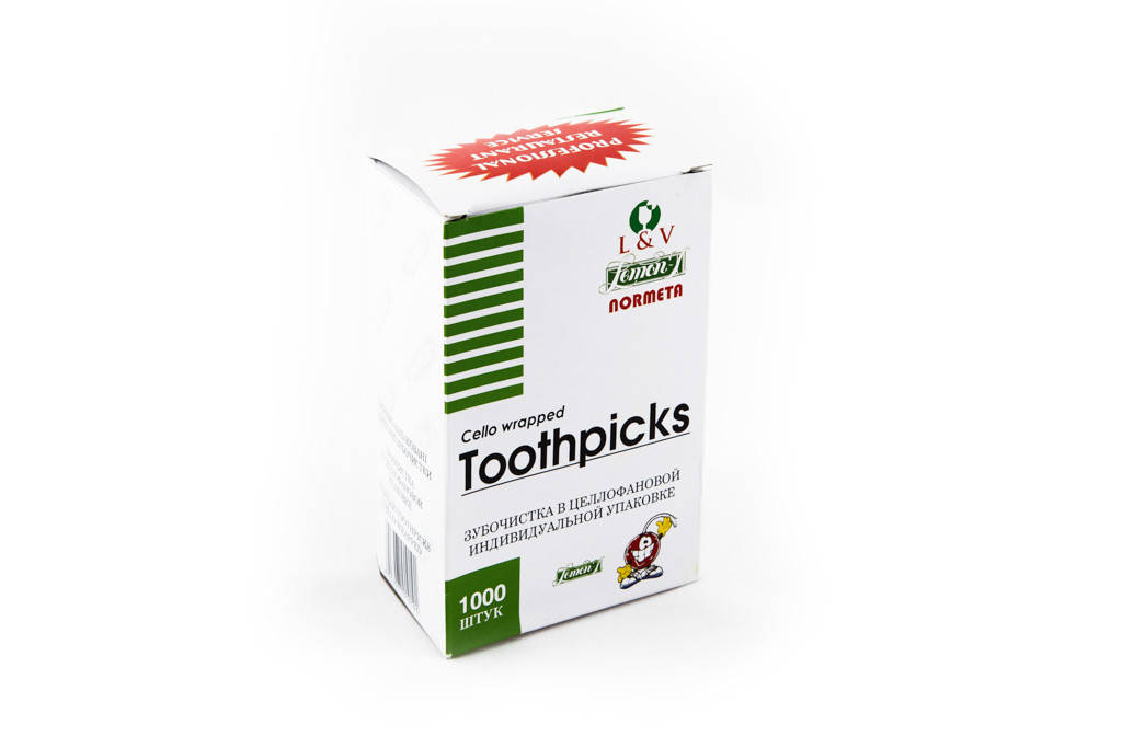 

Зубочистки, инд. упак. в целлофане, 1000 шт