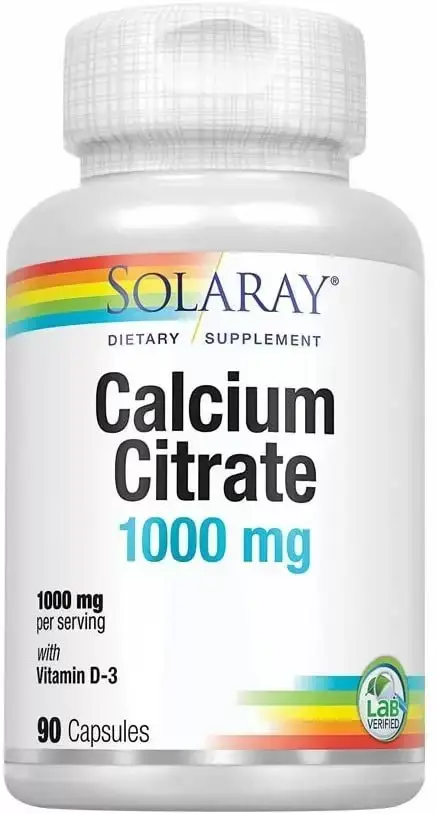 

Цитрат кальция с витамином D-3, Calcium Citrate, Solaray, 1000 мг, 90 капсул