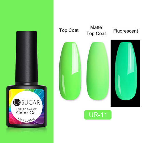 

Гель-лак для ногтей маникюра флуоресцентный неон 7.5мл UR Sugar, UR-11