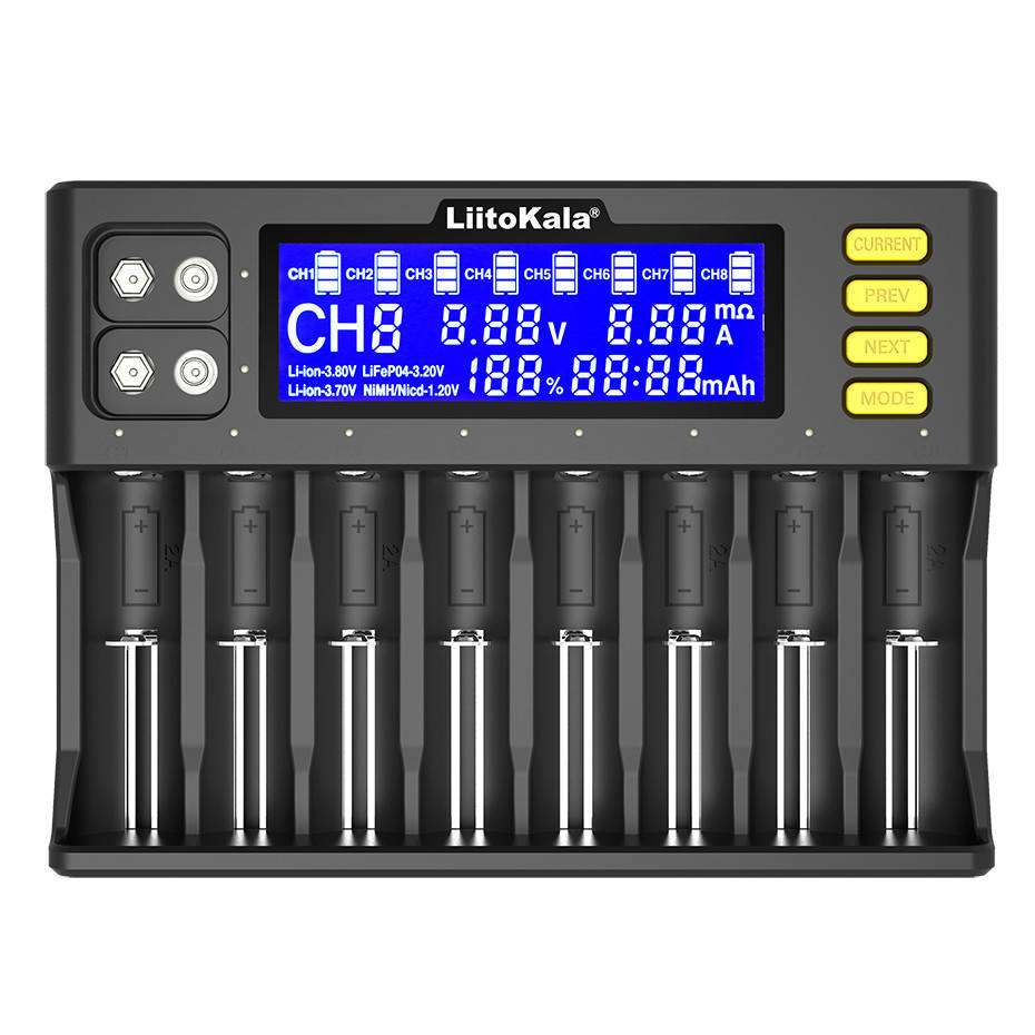 

Универсальное ЗУ Liitokala Lii-S8, 10 каналов, Ni-Mh/Li-ion/LiFePo4, 220V/12V, LED+LCD