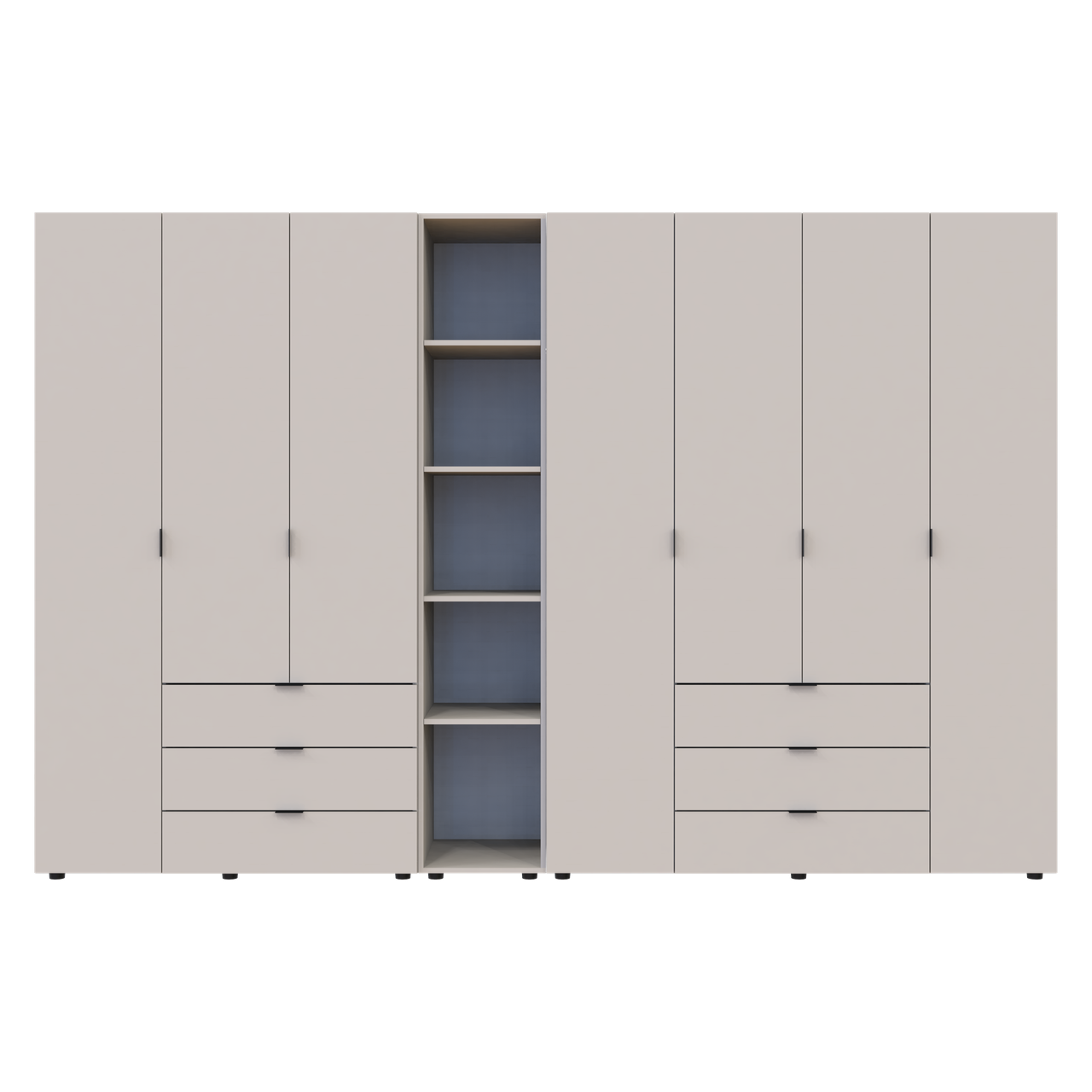 Розпашна Шафа для одягу Doros Гелар з Етажеркою Кашемір 3+4 ДСП 309.4х49.5х203.4 (80737653)