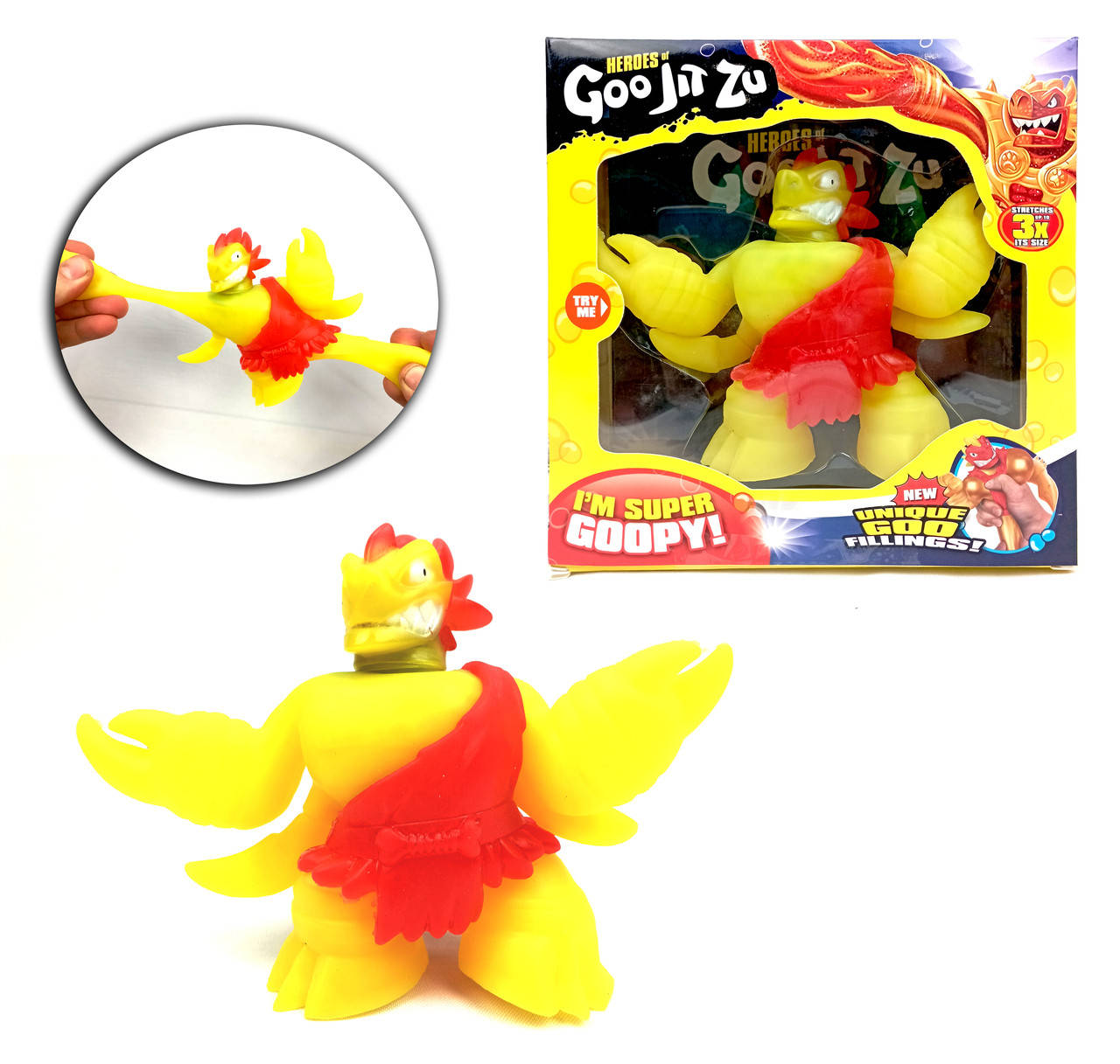 

Игрушка-растяжка 12см , Фигурка Гуджитсу Блейзагон Желтый "GooJitZu"