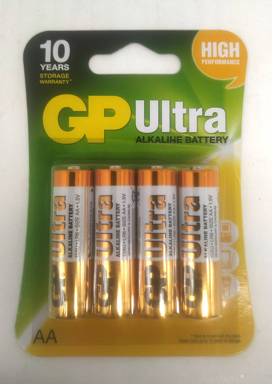 

Батарейка GP ULTRA ALKALINE 1.5V, ЦЕНА ЗА УП., В УП.4ШТ, 15Audme3-2UE4 лужна, LR6, АА