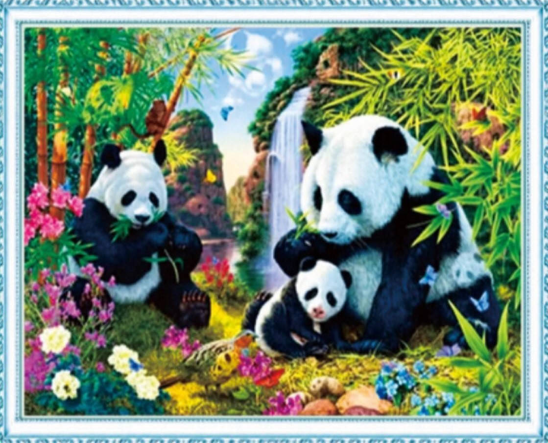 

50*40см Семья панды, алмазная живопись, полная выкладка