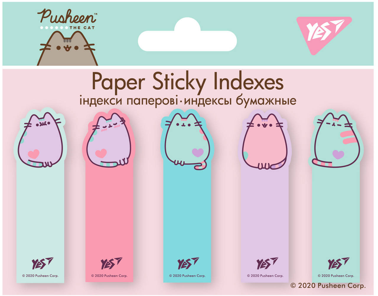 

Индексы бумажные YES "Pusheen", 50x15мм, 100 шт (5x20)