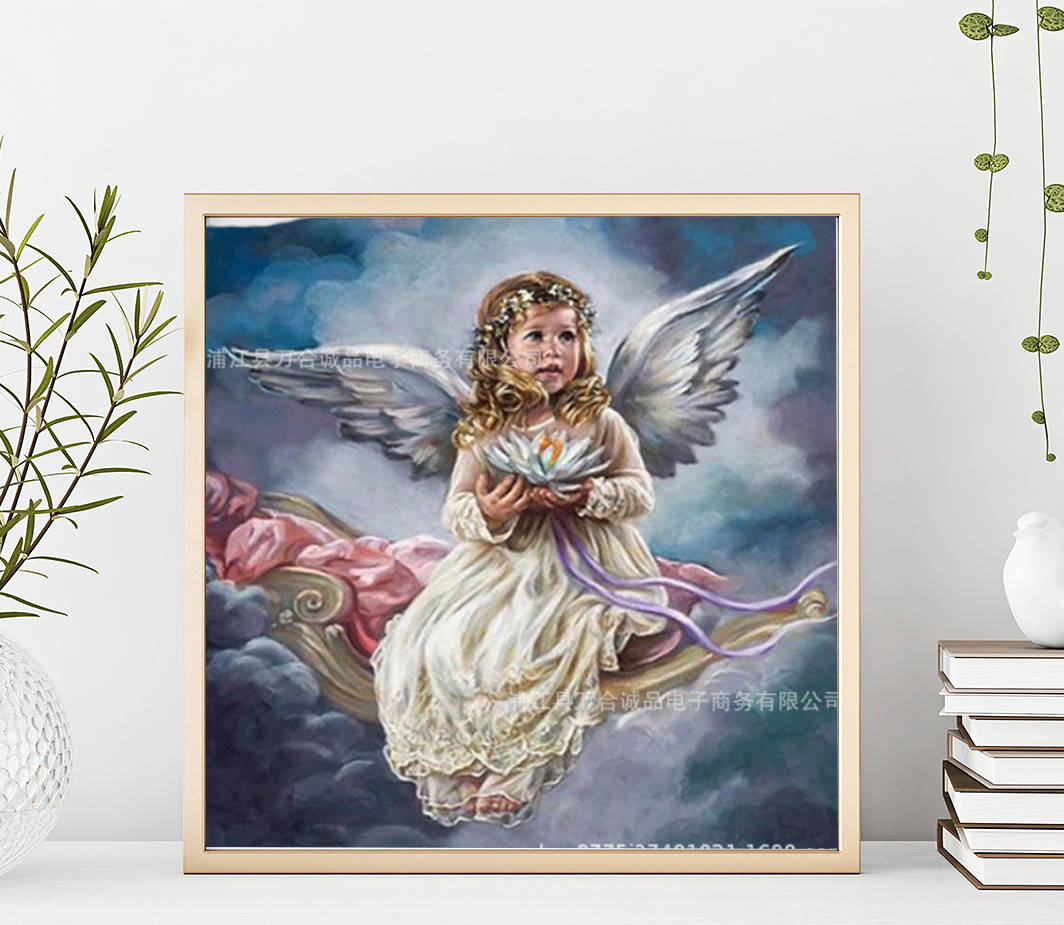 

Алмазная мозаика "Ангелочек", картина стразами. Блестящая. 40*40 см