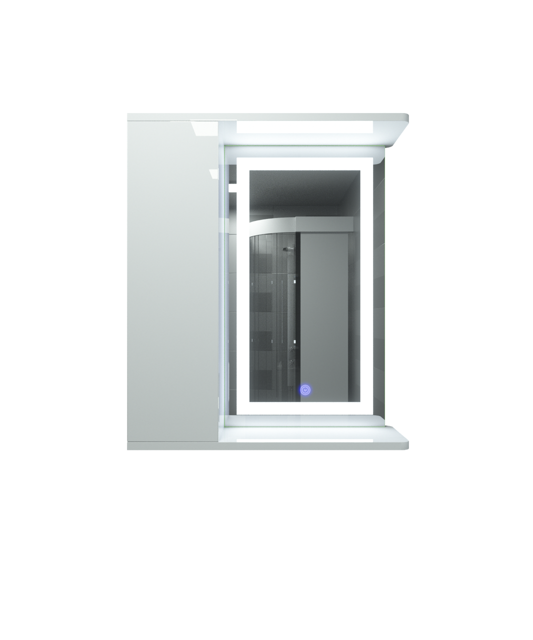 

Зеркальный шкаф с LED подсветкой ШК603 (600х700х150) с сенсором дверь слева