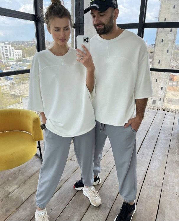 

Женский, мужской парный костюм, новинка серый, 42-44, 46-48, M-L, L-XL