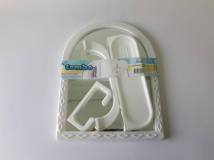 

Зеркало в ванную (набор) в пластмассовой рамке с узором TP2017 "Tombo" с аксессуарами 3 штуки (45*35 cm.)