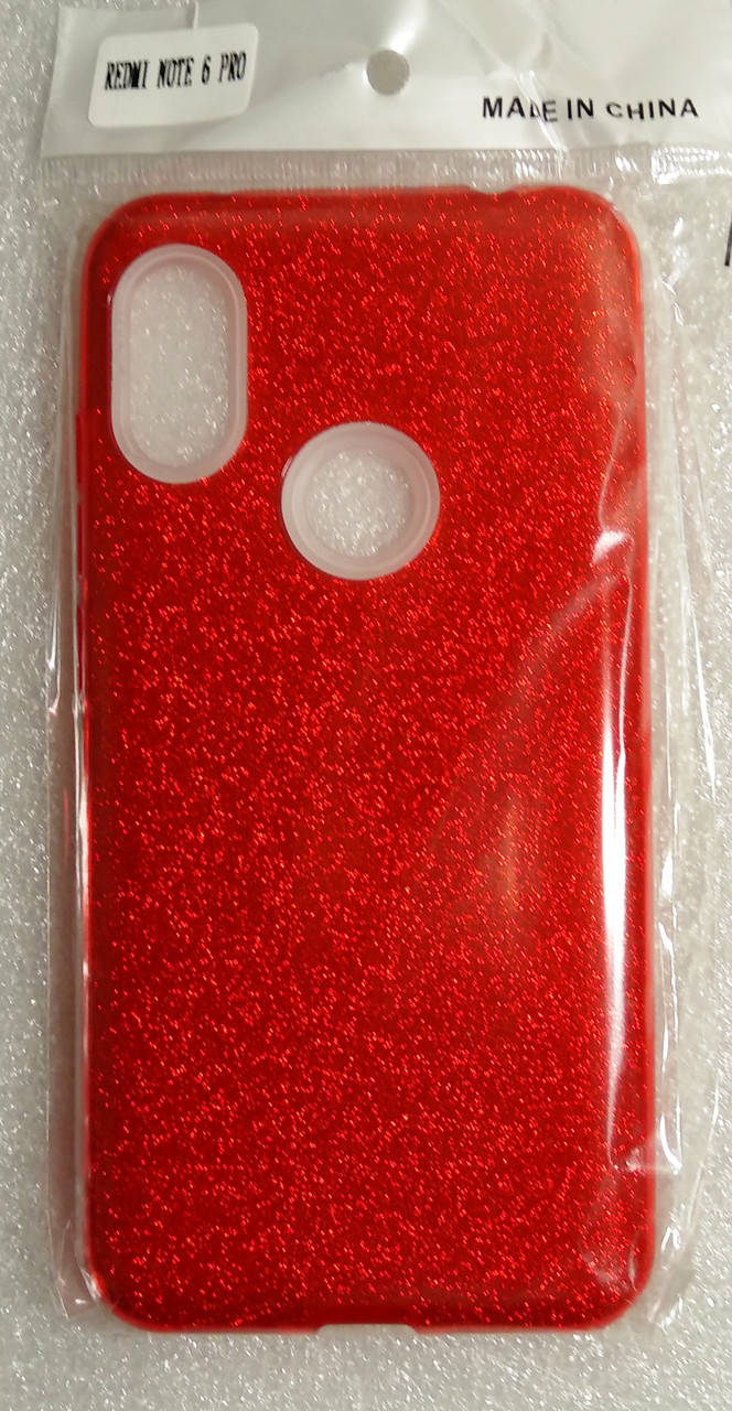 

Силіконовий чохол SHINE Xiaomi Redmi Note 6 pro Red (бльостки), Красный