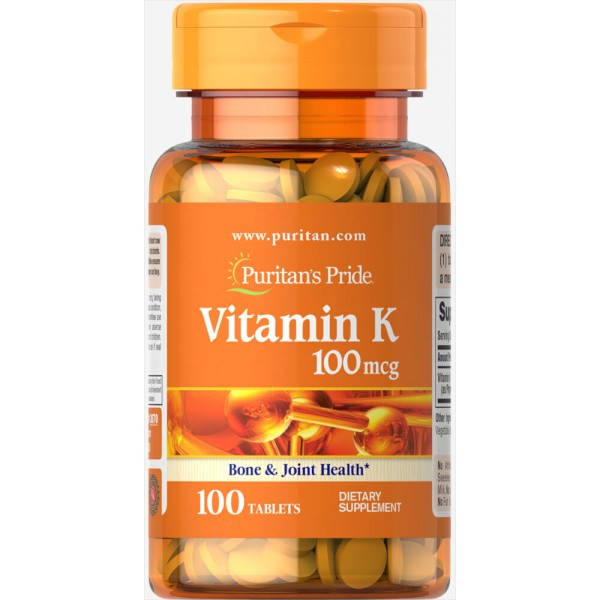 

Витамин К, Vitamin K, Puritan's Pride, 100 мкг, 100 таблеток (PTP-13070)