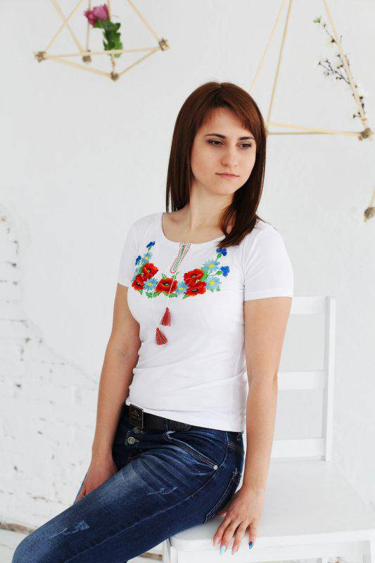 

Футболка-вышиванка женская, вишиванка жіноча, р-р S,M,L,XL,XXL, Белый