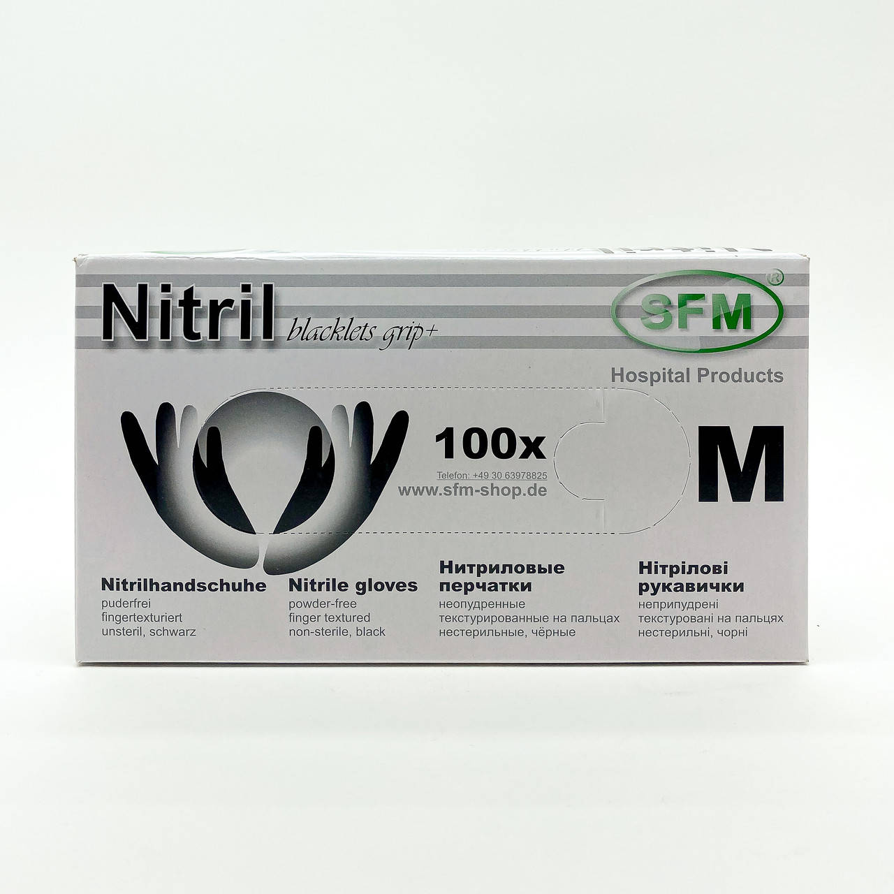 

Рукавички нітрилові чорні SFM M (100шт.уп), 10уп/ящ