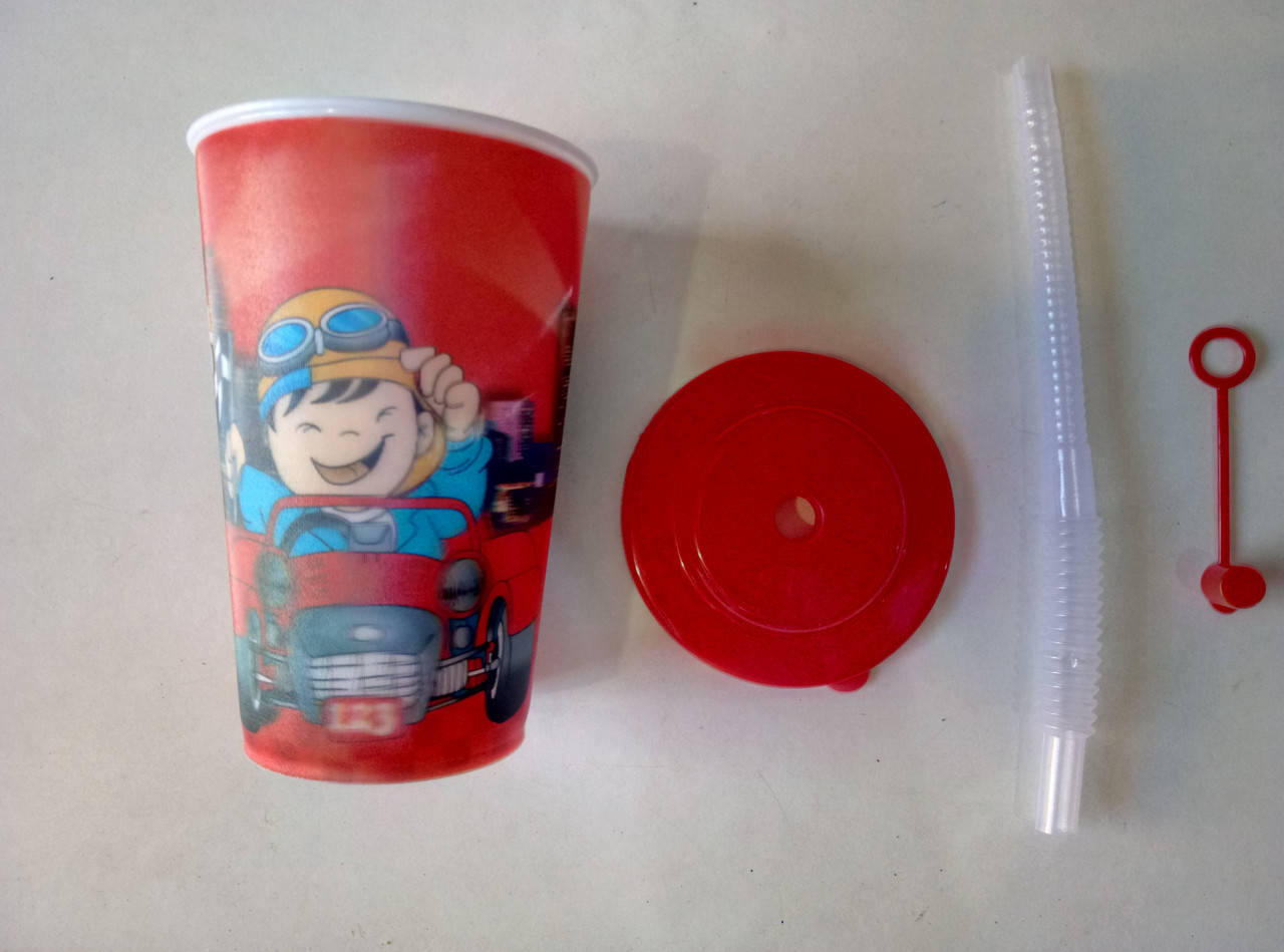 

Стакан детский для напитков, с крышкой и трубочкой маленький, 200 мл., Разные цвета