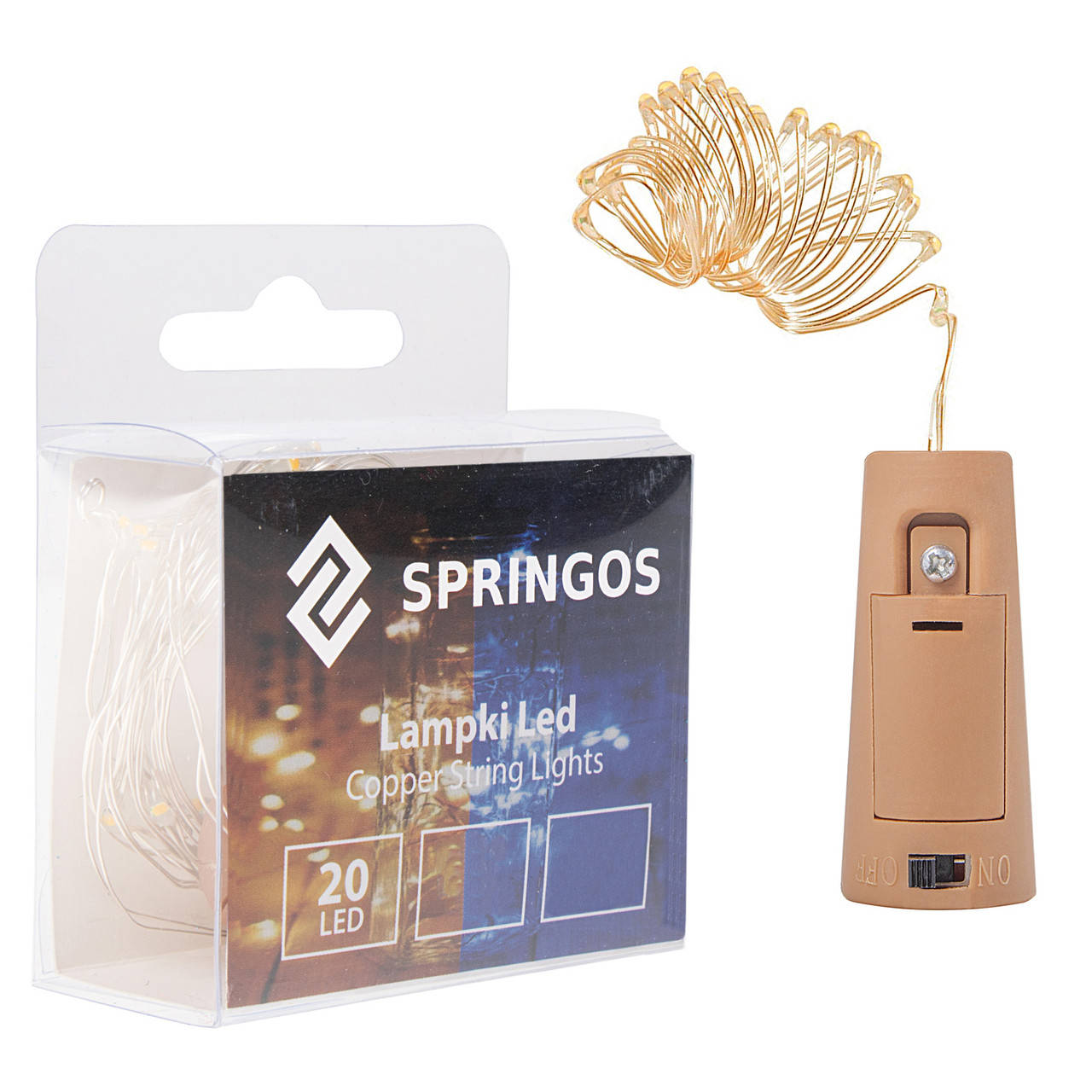 

Гирлянда пробка в бутылку на батарейках Springos 1.9 м 20 LED CL0026 Warm White - UkMarket, Белый
