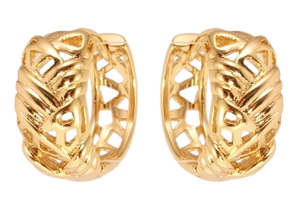 

Серьги Xuping Позолота 18K колечки "Косичка с резным узором"