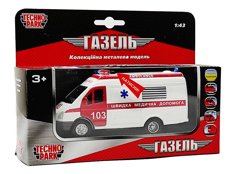 

Машинка Газель скорая помощь Технопарк ct-1276-1u, Белый
