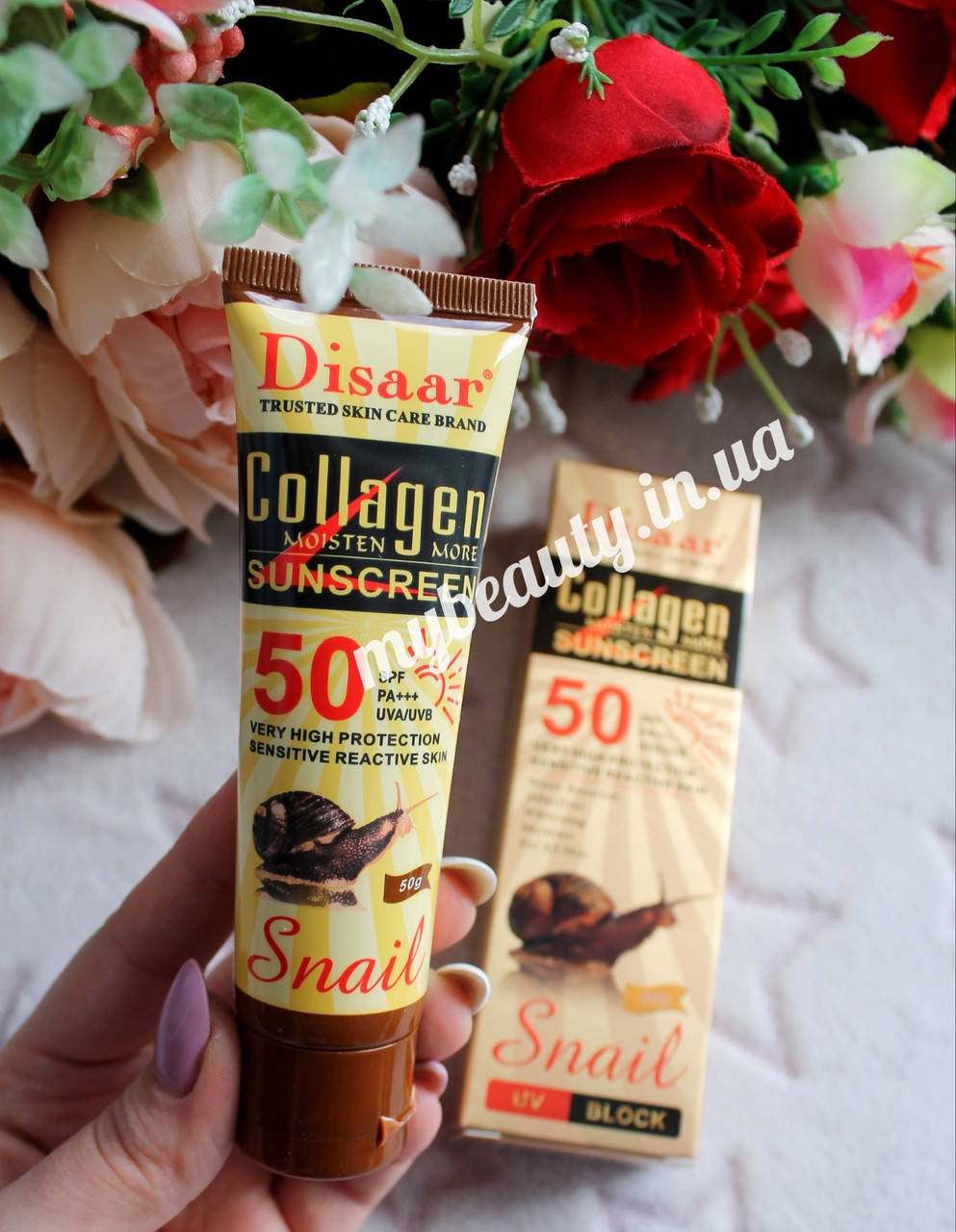 

Крем для лица Disaar Snail тонирующий солнцезащитный 50 SPF+++ UVA UVB 50 мл