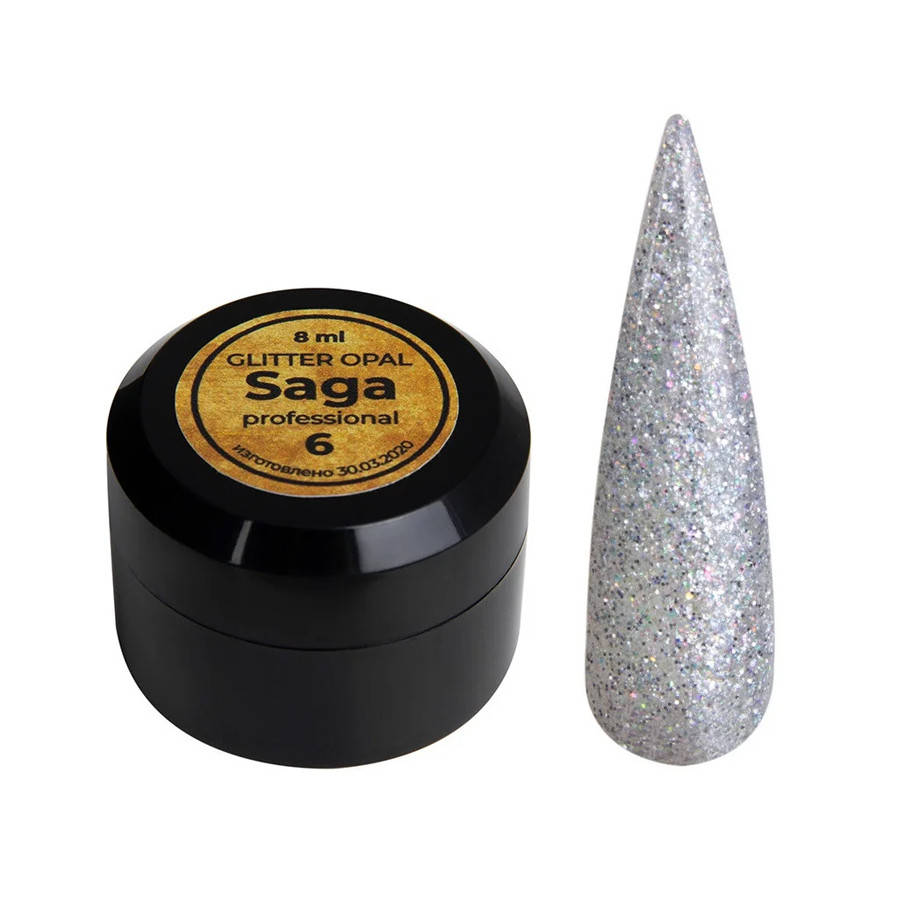 

Гель глиттерный для ногтей Saga Glitter Opal 06