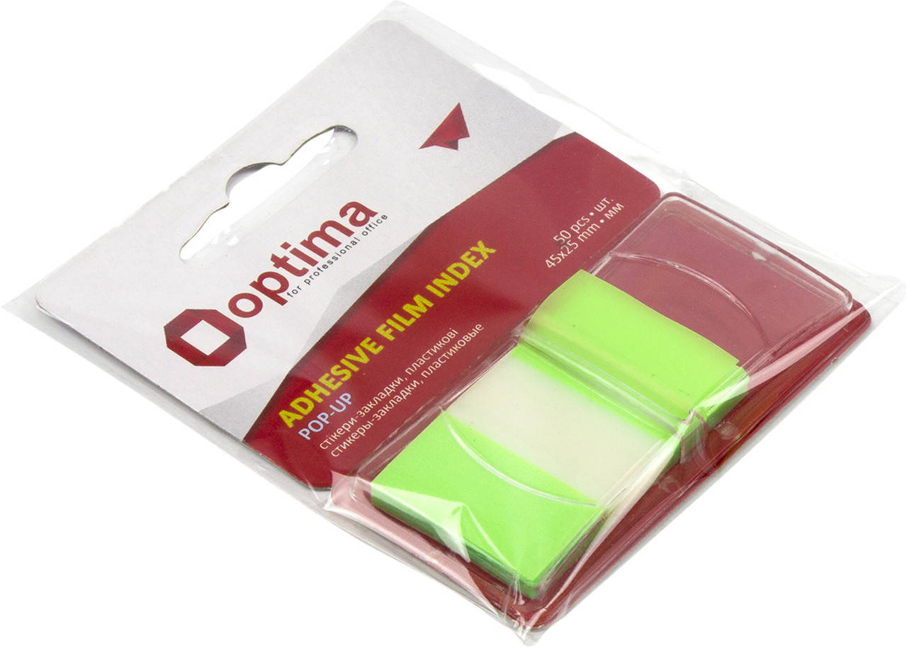 

Стікери-закладки пласт. "Optima" 45х25мм 50арк. зелені №O25533-13(24)